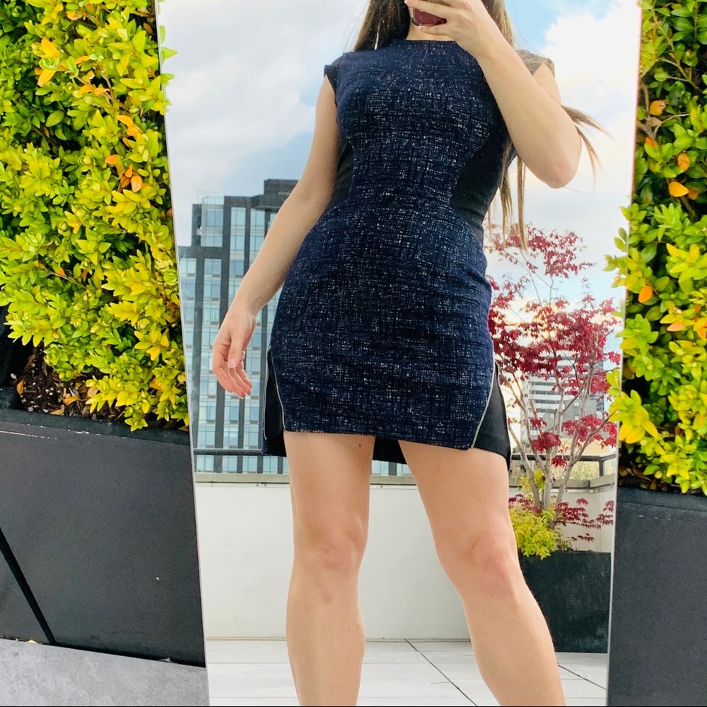 Anthropologie TIME Metal Zipper Wool Shaper Fashion Mini Dress - Picture 10 of 15